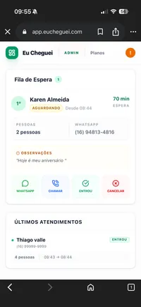 Painel administrativo no celular